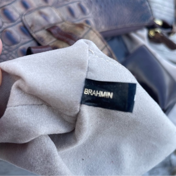 Brahmin Isabelle Pecan Brown Embossed Leather Shoulder Crossbody Purse hand Bag - Picture 12 of 15